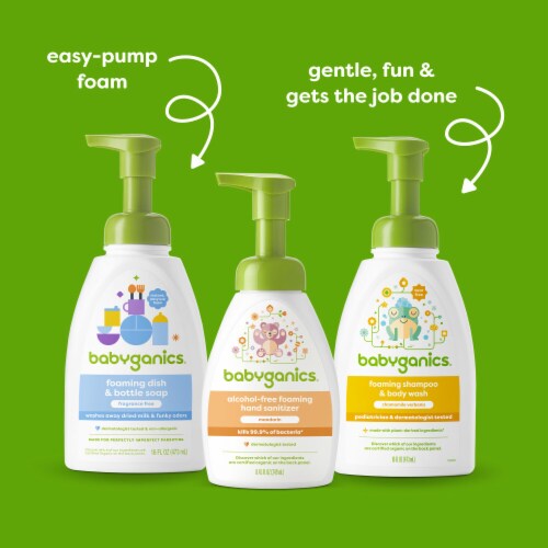 Babyganics Chamomile Verbena Baby Shampoo + Body Wash Pump Bottle Perspective: bottom