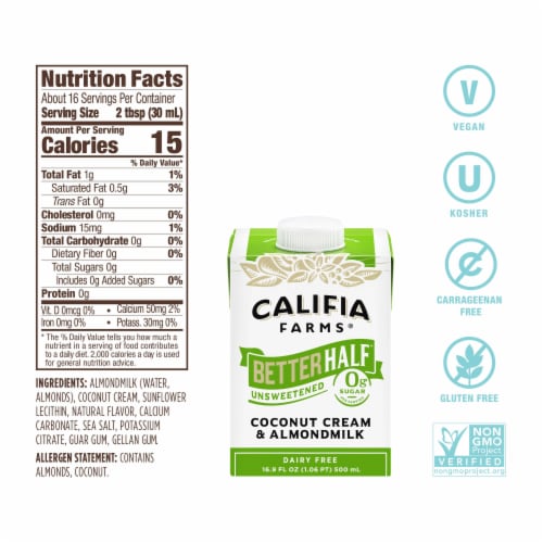 Califia Farms® Unsweetened Better Half™ Almond Milk Half and Half Perspective: bottom