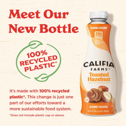 Califia Farms® Toasted Hazelnut Almond Milk Coffee Creamer Perspective: bottom