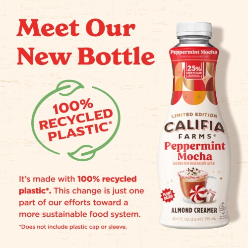 Califia Farms® Peppermint Mocha Almond Milk Liquid Coffee Creamer Perspective: bottom