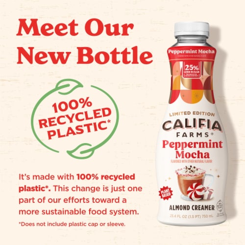 Califia Farms® Peppermint Mocha Almond Milk Liquid Coffee Creamer Perspective: bottom