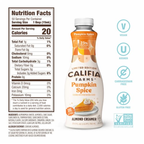 Califia Farms® Pumpkin Spice Almondmilk Creamer Perspective: bottom