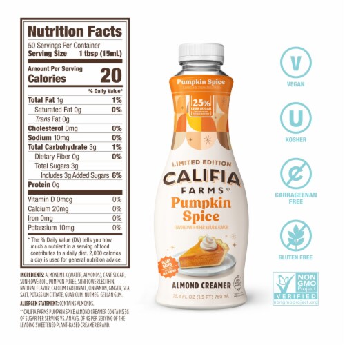 Califia Farms® Pumpkin Spice Almondmilk Creamer Perspective: bottom