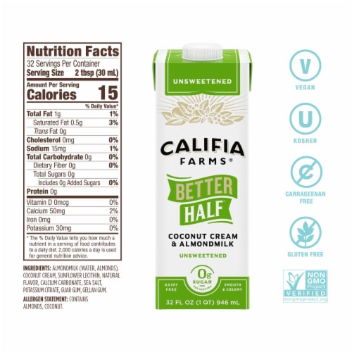Califia Farms - Better Half Unsweetened 32oz Perspective: bottom