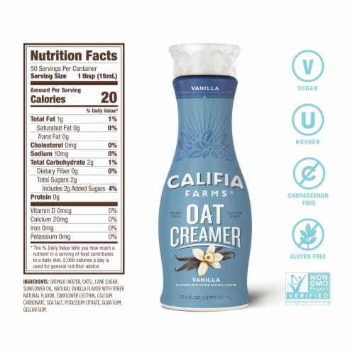 Califia Farms® Vanilla Oat Milk Coffee Creamer Perspective: bottom