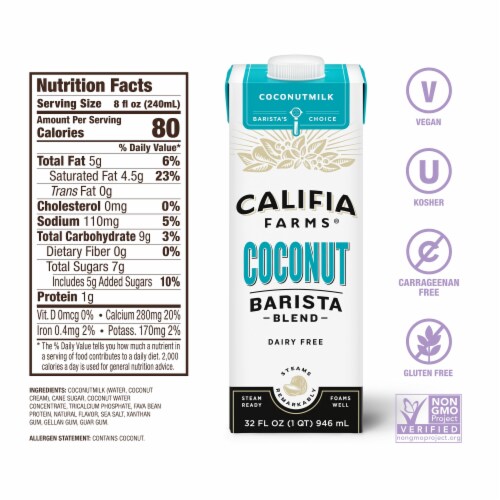 Califia Farms® Coconut Barista Blend Dairy Free Perspective: bottom