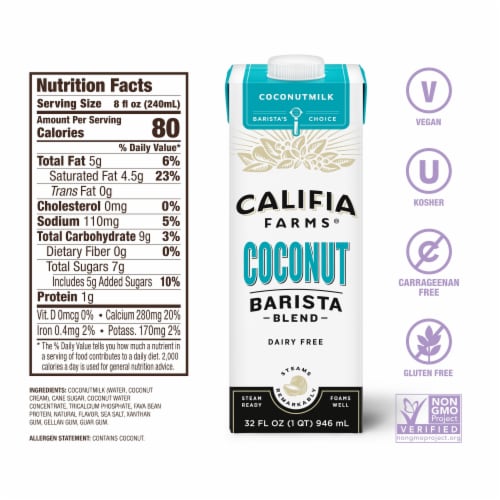 Califia Farms® Coconut Barista Blend Dairy Free Perspective: bottom