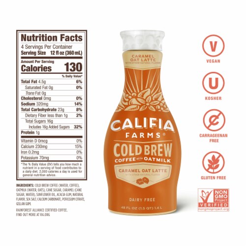Califia Farms® Caramel Oat Latte Cold Brew Coffee with Oat Milk Perspective: bottom