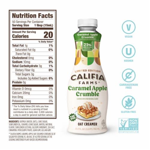 Califia Farms® Caramel Apple Crumble Oat Milk Coffee Creamer Perspective: bottom