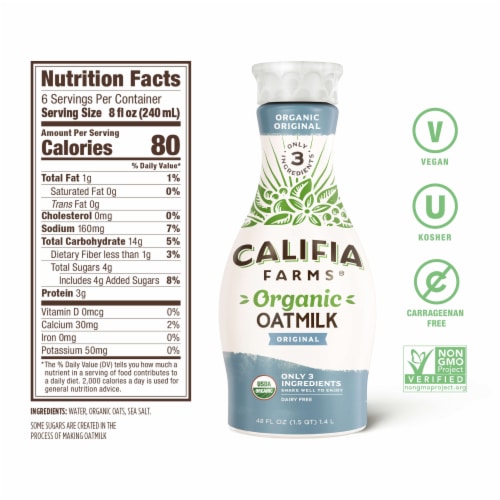 Califia Farms® Dairy Free Organic Original Oat Milk Perspective: bottom