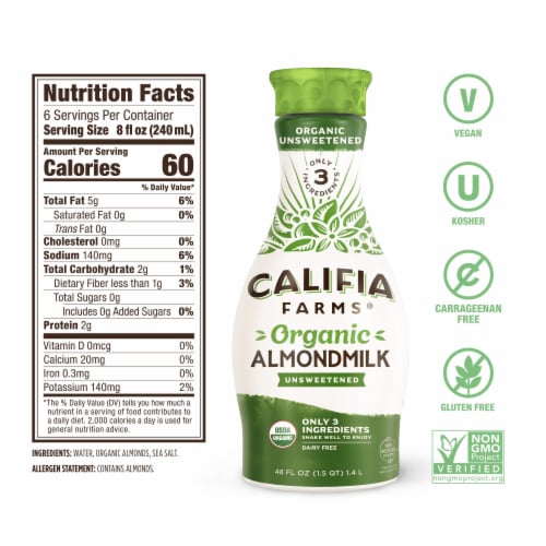 Califia Farms® Organic Unsweetened Almondmilk Perspective: bottom