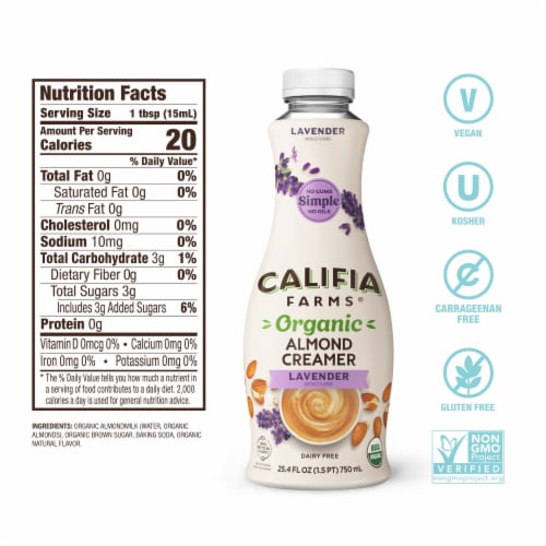 Califia Farms® Organic Lavender Almond Milk Coffee Creamer Perspective: bottom