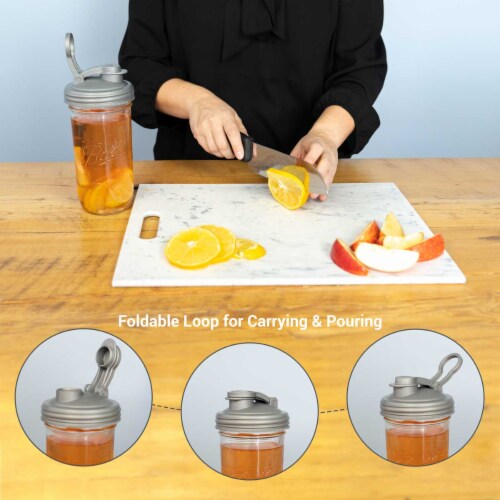 reCAP® Mason Jars Lid POUR cap | Wide Mouth | Silver | Set of 3 Perspective: bottom