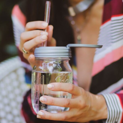 reCAP® Mason Jars lid FLIP cap | Regular Mouth | Silver Perspective: bottom