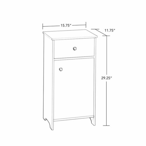 Medford Collection 15.75 in. W x 11.75 in. D 29.25 in. H Single Door Floor Cabinet with Drawer in White Medford Collection 15.75 in. W x 11.75 in. D 29.25 in. H Single Door Floor Cabinet with Drawer in White