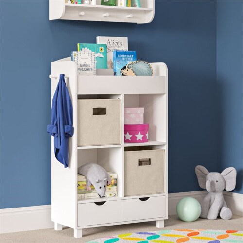 RiverRidge 2-Piece Traditional Fabric Folding Storage Bin Set in Taupe Gray Perspective: bottom