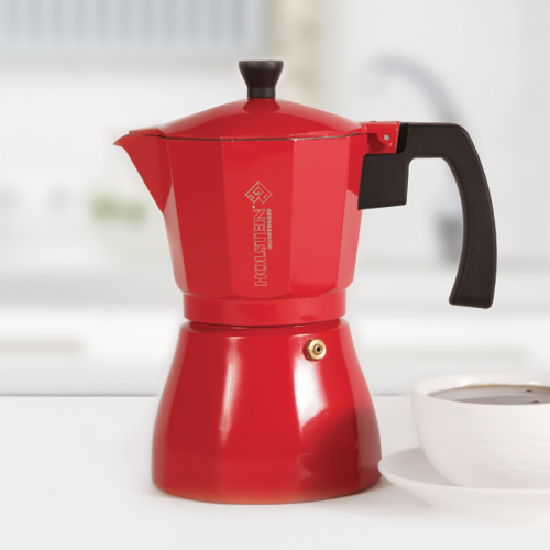 6-Cup Aluminum Espresso Maker Red Holstein Housewares Perspective: bottom