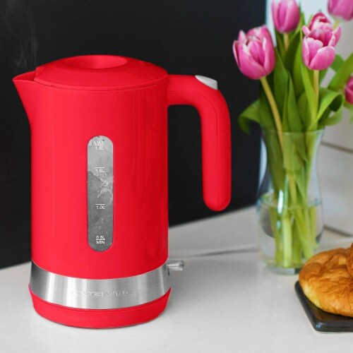 OVENTE Illuminated 6.5-Cup Red Electric Kettle with Filter, Fast