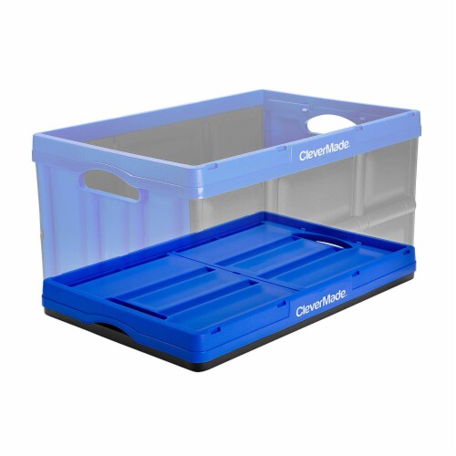 CleverMade Durable Stackable 62L Collapsible Storage Bins, Royal