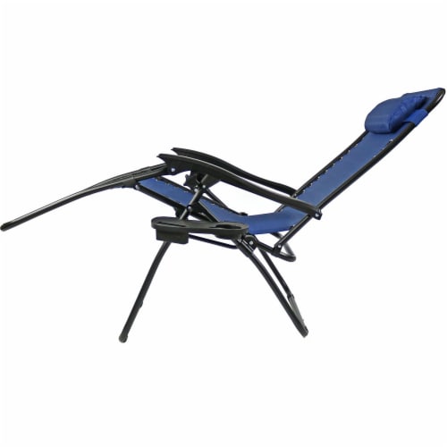 Sunnydaze Zero Gravity Lounge Chair with Pillow and Cup Holder - Navy Blue Perspective: bottom