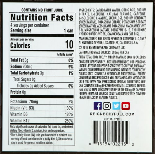 Reign Melon Mania Energy Drinks Perspective: bottom
