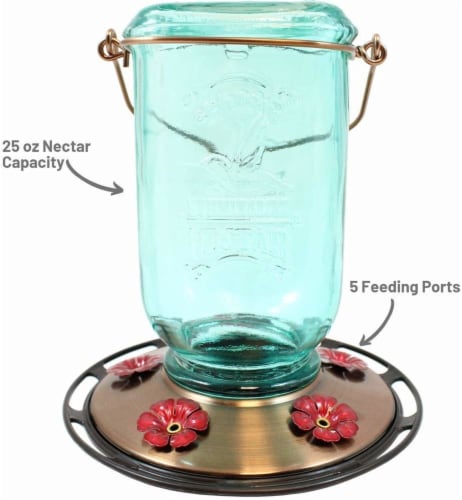 More Birds Mason Jar Hummingbird Feeder - Light Green Perspective: bottom