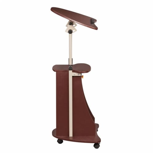 Techni Mobili Deluxe Height Adjustable Laptop Cart in Chocolate Perspective: bottom
