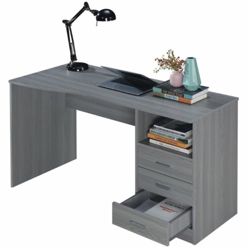 Techni Mobili Classic Office Desk with Storage, Gray