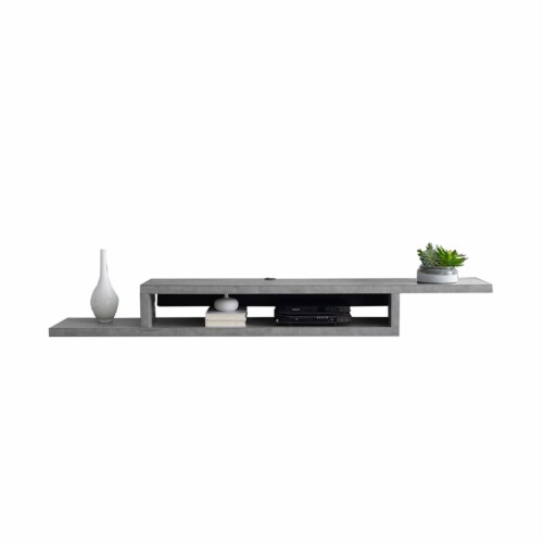 Asymmetrical Wall Mounted Wood TV Console Entertainment Center 72