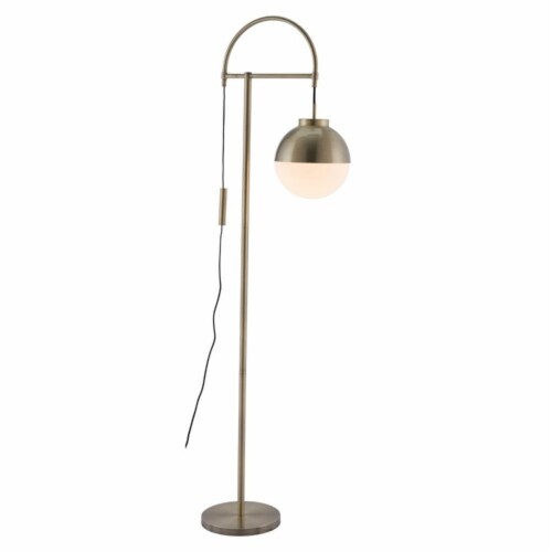 Zuo Waterloo Floor Lamp in White and Brushed Brass Perspective: bottom