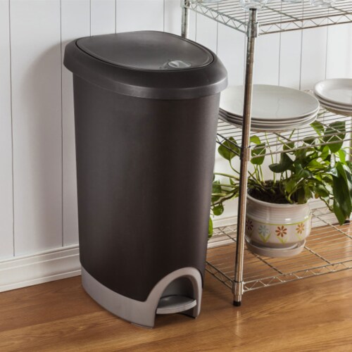 Sterilite 12.6 Gallon Locking Lid Step On Kitchen Wastebasket Trashcan, 2 Pack Perspective: bottom