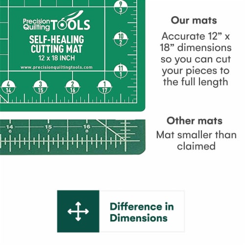 Precision Quilting Tools 12”x18” Green Self Healing Cutting Mat Perspective: bottom
