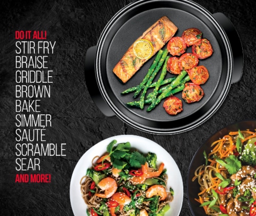 Chefman Round Electric Skillet - Black Perspective: bottom