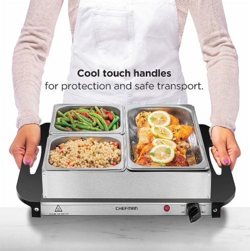 Chefman Stainless Steel Electric Buffet Server & Warming Tray Perspective: bottom