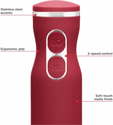 Chefman Immersion Stick 300 Watt Hand Blender - Red Perspective: bottom