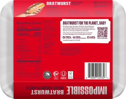 Impossible™ Plant-Based Bratwurst Sausage Links Perspective: bottom