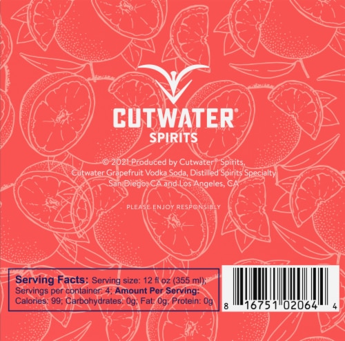 Cutwater Spirits Fugu Grapefruit Vodka Soda Cocktail Perspective: bottom