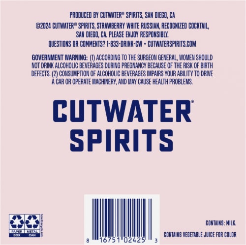 Cutwater® Strawberry White Russian Cocktail Cans Perspective: bottom