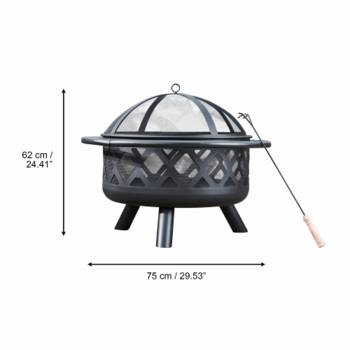 Peaktop Round Steel Wood Burning Fire Pit in Black - Teamson Perspective: bottom