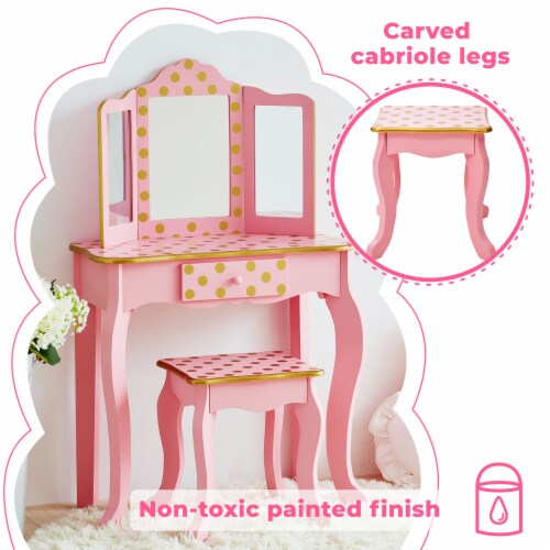 Teamson kids prints gisele top vanity table stool set