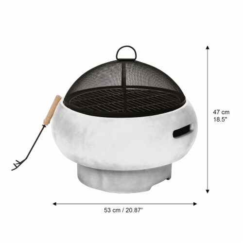 Teamson Home Outdoor Round Concrete Base BBQ Grill Wood Burning Fire Pit, Gray Perspective: bottom