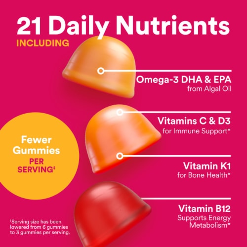 SmartyPants Women's Plus Multivitamin & Omegas Gummies with Vitamins C, D3, B12 & Zinc Perspective: bottom