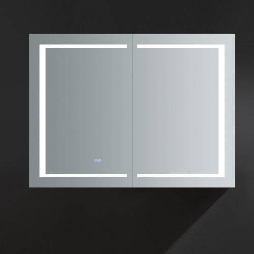 Fresca Spazio 48  Wide X 36  Tall Bathroom Medicine Cabinet W/ Led Lighting & Defogger Perspective: bottom