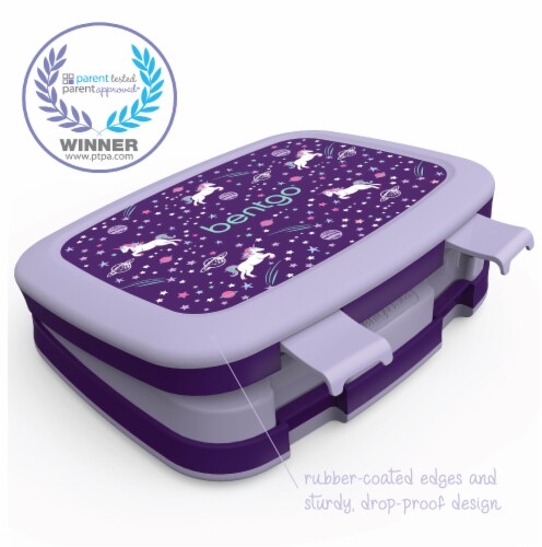 Bentgo Kids Durable & Leak Proof Unicorn Children's Lunch Box - Purple Perspective: bottom