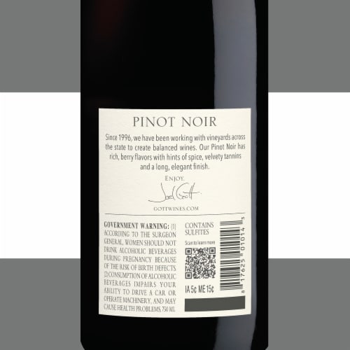 Joel Gott Pinot Noir California Red Wine Perspective: bottom