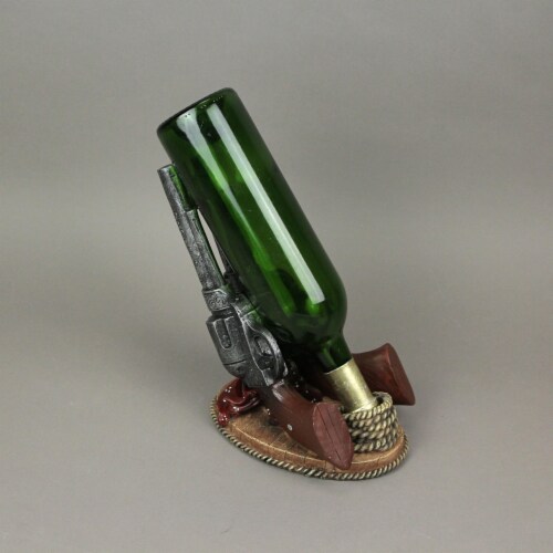 Wild West Wine Cowboy Six-Shooters Tabletop Wine Bottle Holder Perspective: bottom