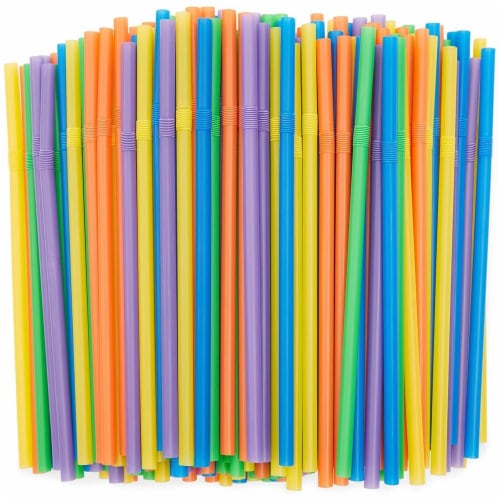 300ct Flexible Plastic Bendy Drinking Straws, Multiple Colors Perspective: bottom