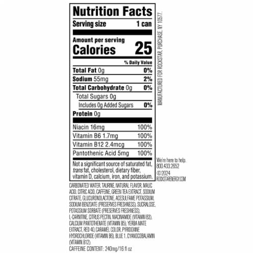 Rockstar Zero Carb Sugar Free Energy Drink Perspective: bottom
