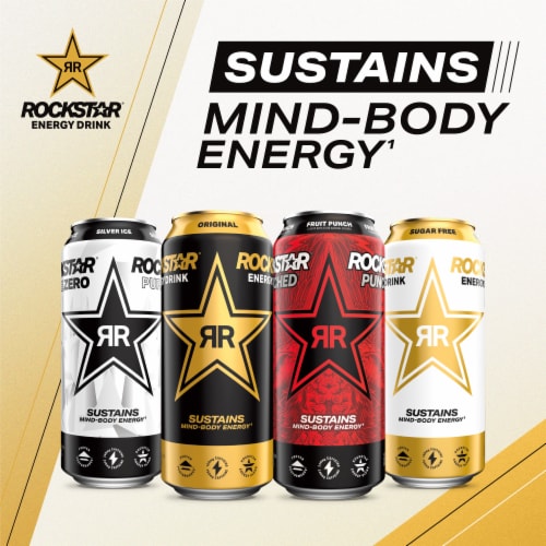 Rockstar® Pure Zero Fruit Punch Energy Drink Can Perspective: bottom