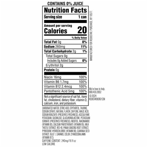 Rockstar Pure Zero Energy Drink, Zero Sugar, Grape Perspective: bottom